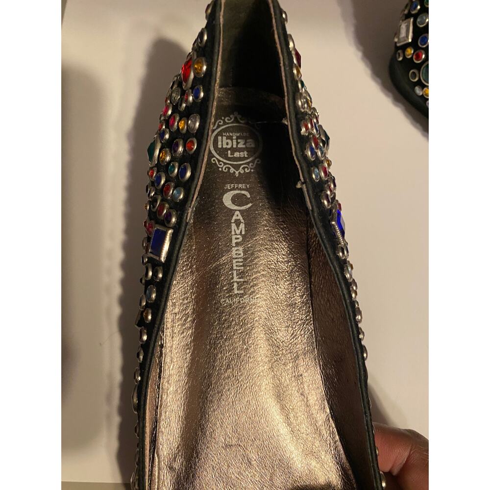 Jeffrey Campbell Ibiza Last Jeweled Flats Size 10 Black Suede - Picture 13 of 13